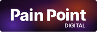 Logo with white text 'Pain Point DIGITAL' on a purple gradient background.